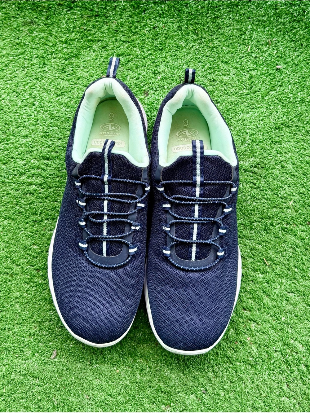 Athletic Works Navy Blue Bungee Slip-On Walking Sneakers Women's US 9